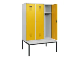 locker met bank,HxBxD 1950x1200x815mm,3vak,vak B 400mm,cilinderslot