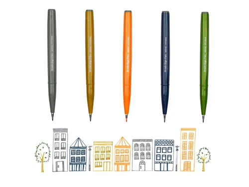 Brushpen Pentel Sign SES15C etui à 12 pastelkleuren