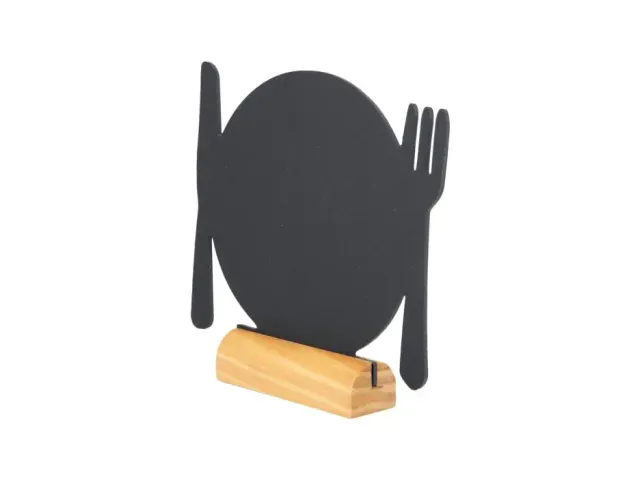 Ardoise Securit Assiette 10x12cm socle bois 3 pièces