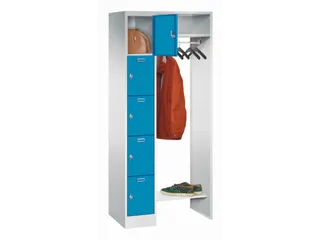 personeelsgarderobe draaigr. 1950x750x500mm 1x5 vakken 300mm RAL5012 - 1