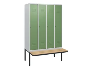 locker met bank,HxBxD 1950x1200x815mm,4vak,vak B 300mm,cil.-slot - 1