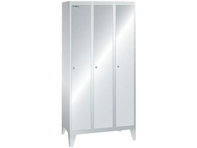 garderobekast,HxBxD 1850x900x500mm,3vak,vak B 300mm,cil.-slot,voeten