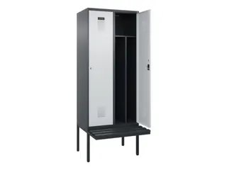 locker met bank,voor scheiding van kleding,HxBxD 2120x800x815mm,2vak - 1
