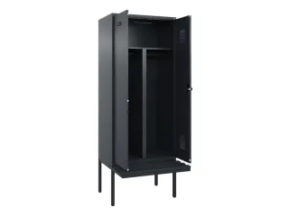 PBM-locker met bank,HxBxD 2120x800x815mm,2vak,vak B 400mm,draaigrendel - 1
