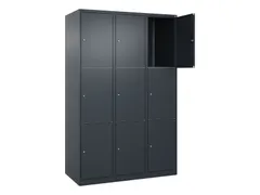 lockerkast,HxBxD 1850x1200x500mm,3x3vakken,vak B 400mm,cil.-slot