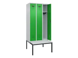 locker met bank,HxBxD 2120x900x815mm,3vak,vak B 300mm,cilinderslot
