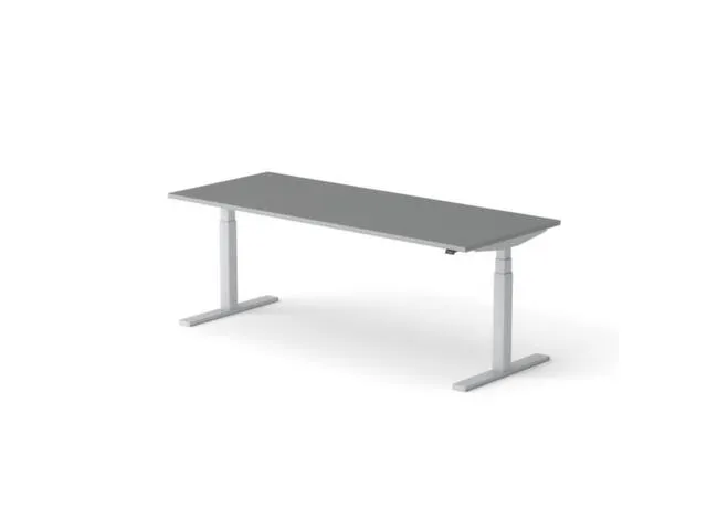 Elektrisch ihv bureau,HxBxD 650-1310x2000x800mm,blad donkergrijs