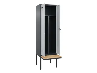 PBM-locker met bank,HxBxD 2120x600x815mm,2vak,vak B 300mm,draaigrendel - 1