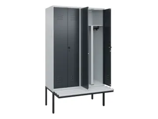 PBM-locker met bank,HxBxD 2120x1200x815mm,4vak,vak B 300mm - 2
