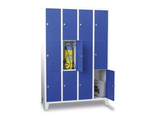 lockerkast,HxBxD 1850x1200x500mm,4x3vakken,RAL7035,front RAL5010