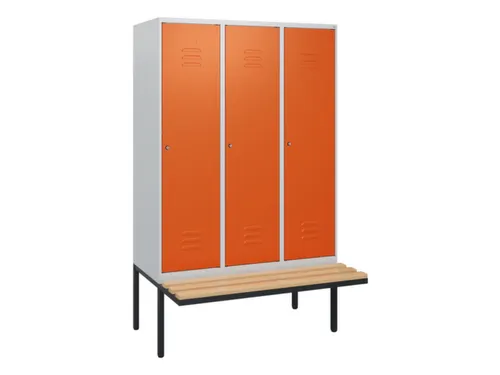 locker met bank,HxBxD 1950x1200x815mm,3vak,vak B 400mm,cil.-slot