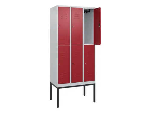 dubbeldekse locker,HxBxD 2120x900x500mm,3x2vak.,vak B 300mm,cil.-slot