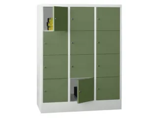 lockerkast,HxBxD 1518x1200x500mm,3x4vakken,RAL7035,front RAL6011 - 2