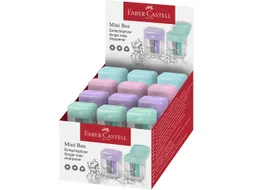 Puntenslijper Faber-Castell mini assorti display 24 stuks 6x blauw,6x