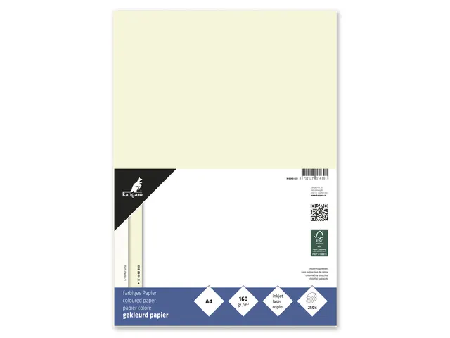 Papier Kangaro A4 160grs ivoorwit pak 250 vel