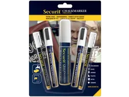 Securit Krijtmarker Wit, Etuit Met 5 Stuks In Geassorteerde Diktes