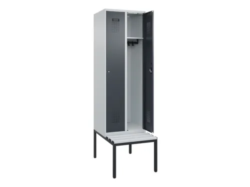 locker met bank,HxBxD 2120x600x815mm,2vak,vak B 300mm,cilinderslot