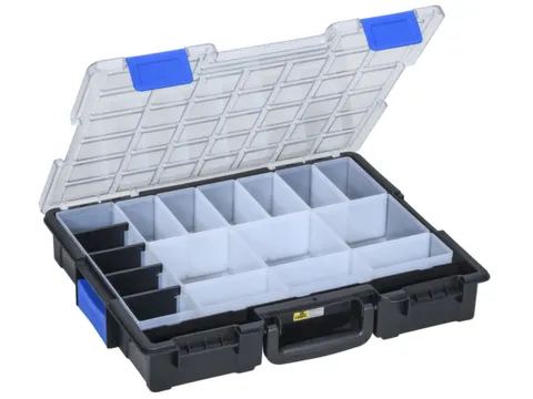 Assortimentskoffer,HxBxD 76x440x355mm,19bakken,PP,koffer zwart