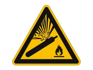 waarschuwingsbord,v. binnen/buiten,Waarschuwing voor gasflessen,PVC - 1