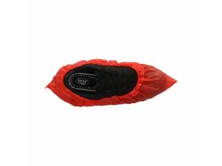 CPE schoenovertrek rood 410x150mm 75 micron geruwd 1000 Stuks - 3