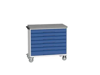 gereedschapswagen 980x1050x600mm linoleum blad 7 laden RAL7035+RAL5010 - 1