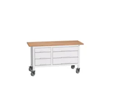 werkbank HxBxD 830x1500x600mm multiplexblad 6laden RAL7035