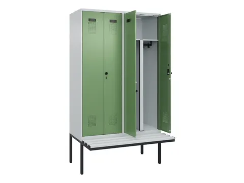 PBM-locker met bank,HxBxD 2120x1200x815mm,4vak,vak B 300mm
