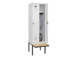 locker met bank,HxBxD 2120x600x815mm,2vak,vak B 300mm,draaigrendel