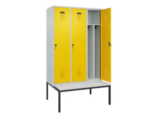 locker met bank,voor scheiding van kleding,HxBxD 2120x1200x815mm,3vak - 1