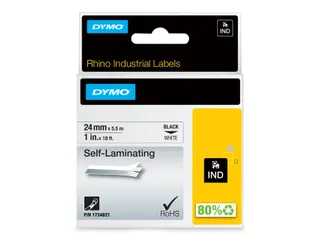 Labeltape Rhino 1734821 Vinyl 24mmx5.5m Zwart Op Wit - 3