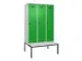 locker met bank,voor scheiding van kleding,HxBxD 2120x1200x815mm,3vak