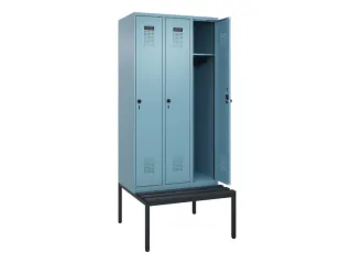 locker met bank,HxBxD 2120x900x815mm,3vak,vak B 300mm,draaigrendel - 1