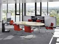 Vergadertafel Hxbxd 74x140x70cm 4-poots Aluzilver Ms-donkergrijs