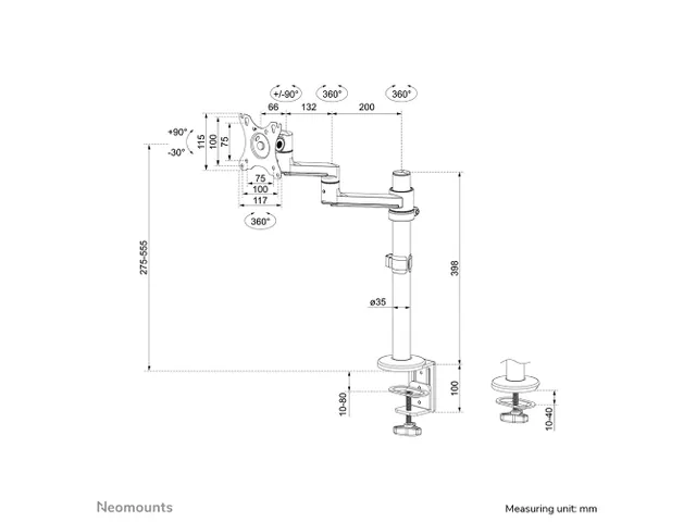 Neomounts NEXT Lite DS60-425BL1 Support à fixer pour écran simple 17