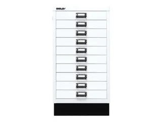 kantoor-ladekast HxBxD 670x349x432mm 10 laden romp verkeerswit staal - 3