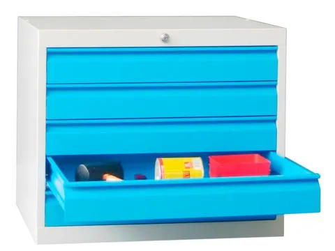 ladekast,HxBxD 600x715x600mm,5lade(n),cil.-slot,RAL7035,front RAL3000