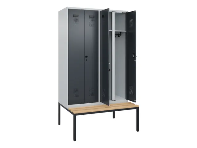 locker met bank,voor scheiding van kleding,HxBxD 2120x1200x815mm,4vak
