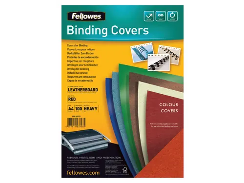 Voorblad Fellowes A4 lederlook rood 100stuks