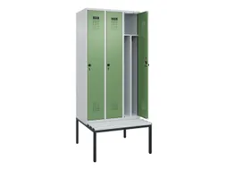 locker met bank,voor scheiding van kleding,HxBxD 2120x900x815mm,3vak