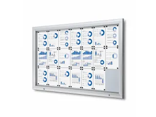 Vitrinekast mededelingenbord Outdoor 21xA4 met gasveer Zilver - 1
