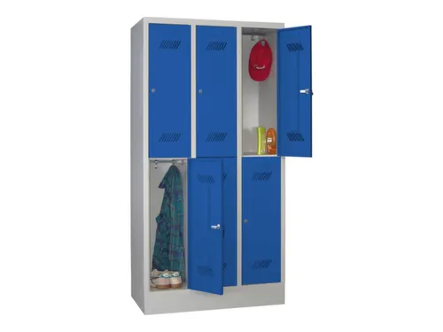 dubbeldekse locker,HxBxD 1850x900x500mm,3x2vak.,RAL7035,front RAL5010