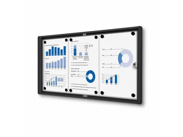 Vitrinekast Mededelingenbord Indoor Economy 3xA4 Zwart