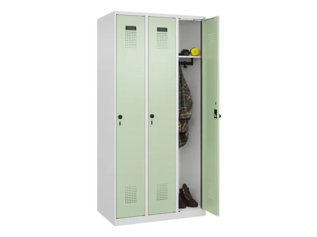 locker,HxBxD 1850x900x500mm,3vak,vak B 300mm,draaigrendel