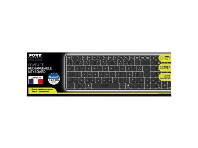 Clavier sans fil Port Designs Bluetooth rechargeable AZERTY FR noir