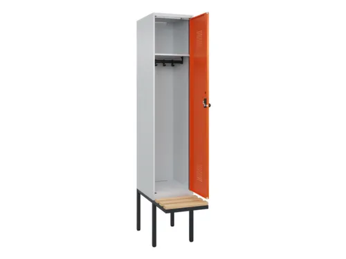 locker met bank,HxBxD 2120x400x815mm,1vak,vak B 400mm,draaigrendel