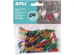 Mini pince à linge en bois multicolore 45 pièces