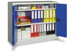 Ruime Vouwdeurkast 1000x1200x400mm 2legborden Ral7035 Front Ral5010 - 1
