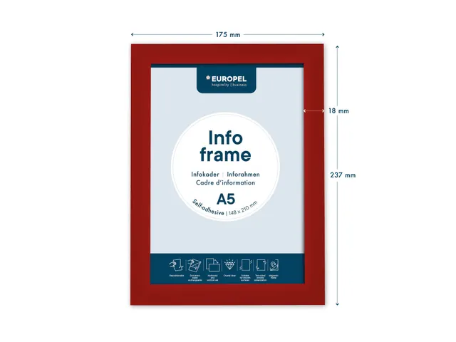 Europel Infokader Zelfklevend A5 2 stuks/Rood