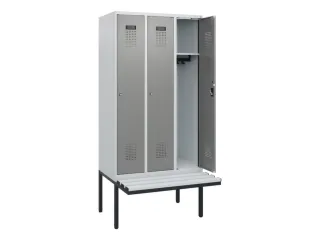 locker met bank,HxBxD 1950x900x815mm,3vak,vak B 300mm,cilinderslot - 1