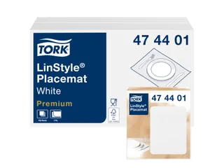 Placemat Tork Linstyle Premium 2-laags 390x300mm 100 vel wit 474401 - 2